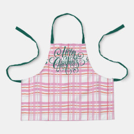 Moderne frohe Weihnachtsbriefe Pink White Kariert Schürze