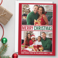 Moderne frohe Weihnachtsfamilie 2 Foto Rot