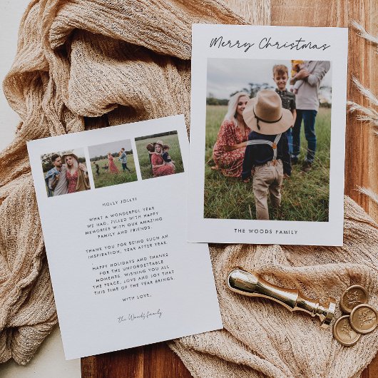 Moderne frohe Weihnachtsfamilie 4 Foto Feiertagskarte