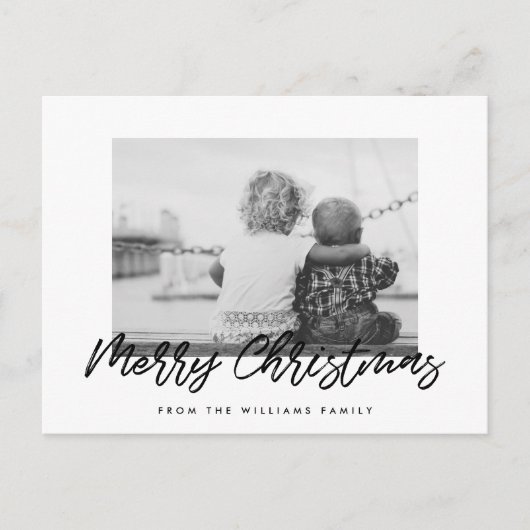 Moderne frohe Weihnachtsfamilie Foto Postkarte (Vorderseite)