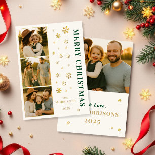 Moderne frohe Weihnachtsfamilie Foto Snowflake Feiertagskarte