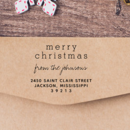 Moderne frohe Weihnachtsfamilie Name Grüße Permastempel