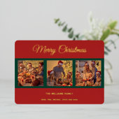 Moderne frohe Weihnachtsfamilienfoto Collage Folien Feiertagskarte (Stehend vorne)