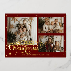 Moderne frohe Weihnachtsfeier Foto Gruß Foil Holid Folien Feiertagskarte