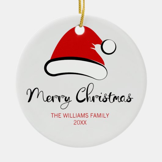 Moderne frohe Weihnachtsfeier Keramik Ornament (Vorne)