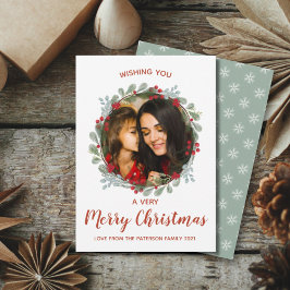 Moderne frohe Weihnachtsfeier Wasserfarbe & Foto Feiertagskarte