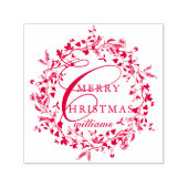 Moderne frohe Weihnachtsfeier Wildblume Wreath Permastempel (Design)