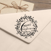 Moderne frohe Weihnachtsfeier Wildblume Wreath Permastempel