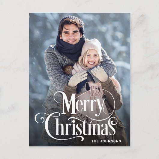 Moderne frohe Weihnachtsfeiertage FOTO Grußpost Postkarte (Vorderseite)