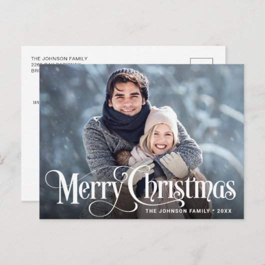 Moderne frohe Weihnachtsfeiertage FOTO Grußpost Postkarte (Vorne/Hinten)