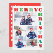 Moderne frohe Weihnachtsfoto Collage Feiertagskarte (Vorne/Hinten)