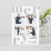 Moderne frohe Weihnachtsfoto Collage Gray Feiertagskarte (Stehend Vorderseite)