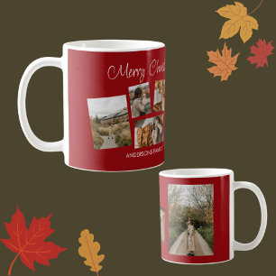 Moderne frohe Weihnachtsfoto Collage Kaffeetasse