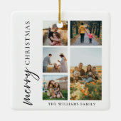 Moderne frohe Weihnachtsfoto Collage Keramikornament (Rückseite)