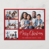 Moderne frohe Weihnachtsfoto Collage Rot Feiertagspostkarte (Vorderseite)
