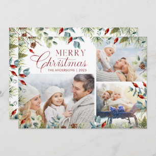 Moderne frohe Weihnachtsfoto Collage Winter Grüntö Feiertagskarte