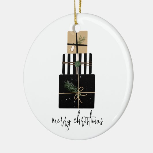 Moderne frohe Weihnachtsgeschenke Urlaub Keramik Ornament (Links)