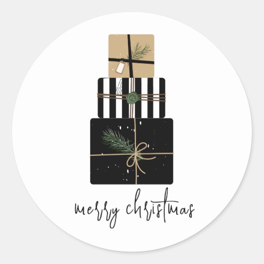 Moderne frohe Weihnachtsgeschenke Urlaub Runder Aufkleber (Vorderseite)