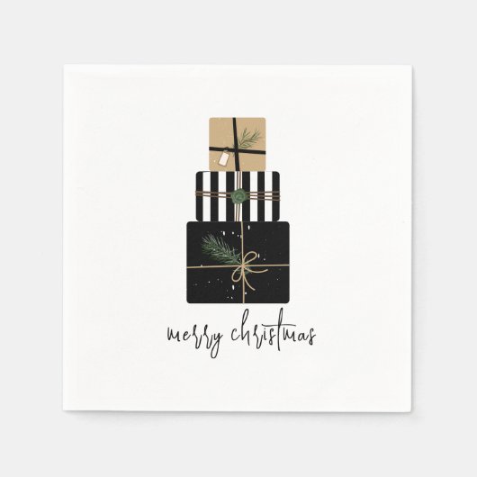 Moderne frohe Weihnachtsgeschenke Urlaub Serviette (Vorderseite)