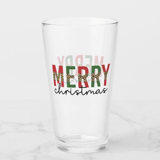 Moderne frohe Weihnachtsleopard Print Minimalistis Glas (Rückseite)