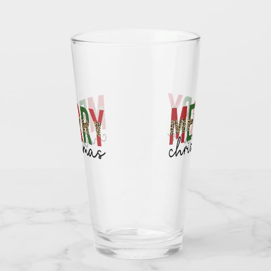 Moderne frohe Weihnachtsleopard Print Minimalistis Glas (Rechts)
