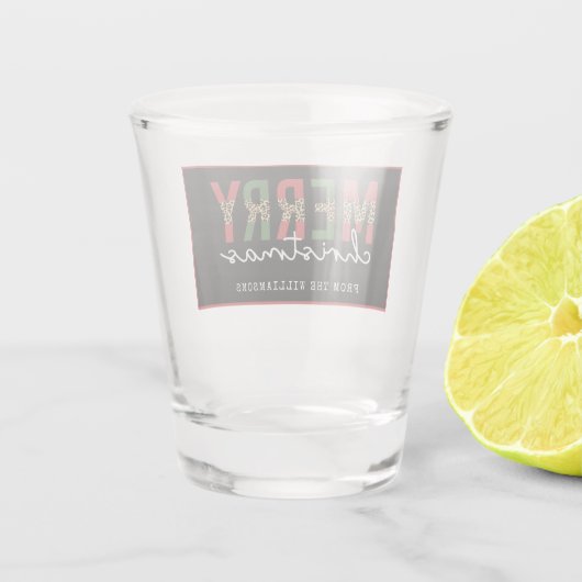Moderne frohe Weihnachtsleopard Print Minimalistis Schnapsglas (Rückseite)