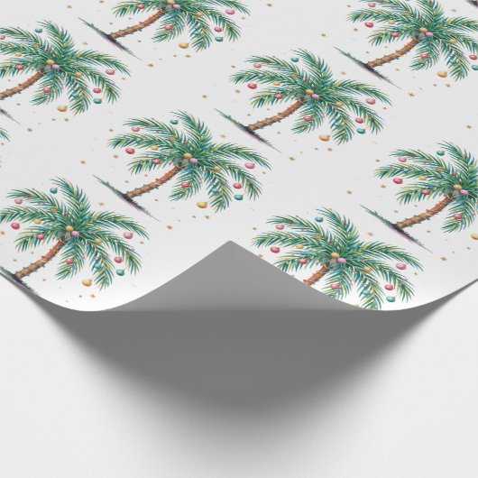Moderne frohe Weihnachtspalme Tree Light Geschenkpapier (Ecke)