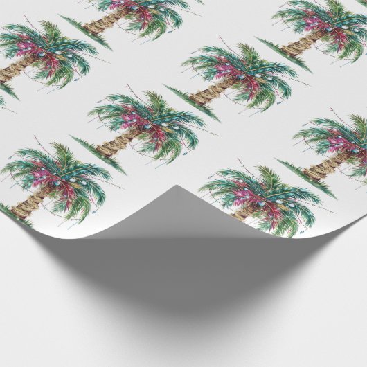 Moderne frohe Weihnachtspalme Tree Light Geschenkpapier (Ecke)
