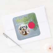 Moderne frohe Weihnachtsschmuck Ein Foto Quadratischer Aufkleber (Umschlag)