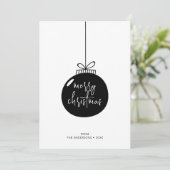 Moderne frohe Weihnachtsschmuck Feiertagskarte (Stehend Vorderseite)