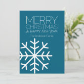 Moderne frohe Weihnachtsschneeflocke - Non-Foto Feiertagskarte (Stehend Vorderseite)