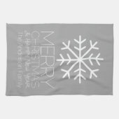 Moderne frohe Weihnachtsschneeflocke - silbergrau Geschirrtuch (Horizontal)