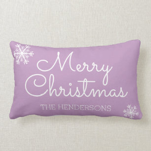 Moderne frohe Weihnachtsschneeflocken Familienname Lendenkissen