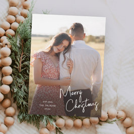 Moderne frohe Weihnachtsschrift Einfaches Foto Feiertagskarte