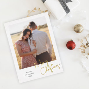 Moderne frohe Weihnachtsschrift Einfaches Foto Folien Feiertagskarte