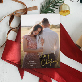 Moderne frohe Weihnachtsschrift Einfaches Foto Folien Feiertagskarte