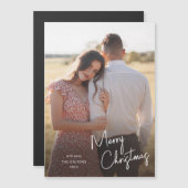 Moderne frohe Weihnachtsschrift Einfaches Foto Magnetkarte (Vorne/Hinten)