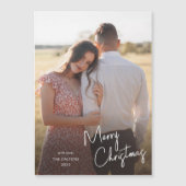 Moderne frohe Weihnachtsschrift Einfaches Foto Magnetkarte (Vorderseite)