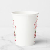 Moderne frohe Weihnachtsschrift Holly Bow Pappbecher (Rechts)