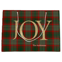 Moderne frohe Weihnachtsschrift Joy tartan rot