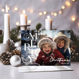 Moderne frohe Weihnachtsschrift Typografie 1 Foto Feiertagskarte