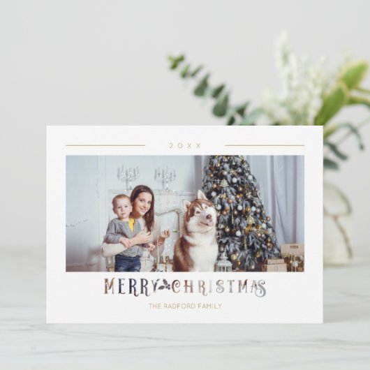 Moderne frohe Weihnachtstypografie Custom Foto (Stehend Vorderseite)