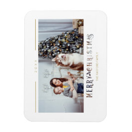 Moderne frohe Weihnachtstypografie Custom Foto Magnet