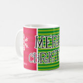 Moderne frohe Weihnachtstypografie Personalisiert Kaffeetasse (Vorderseite Links)