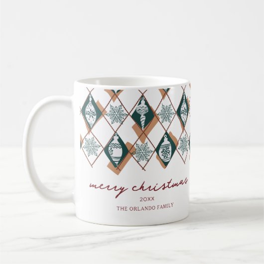 Moderne frohe Weihnachtstypografie Red Green Kaffeetasse (Links)