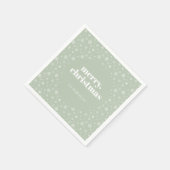 Moderne frohe Weihnachtszeit Grüne Schneeflocke Serviette (Ecke)