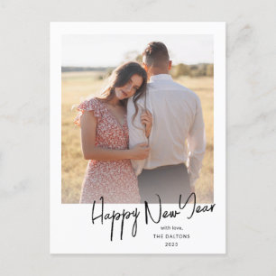 Moderne Frohes Neues Jahr Einfache Schrift Foto Feiertagspostkarte