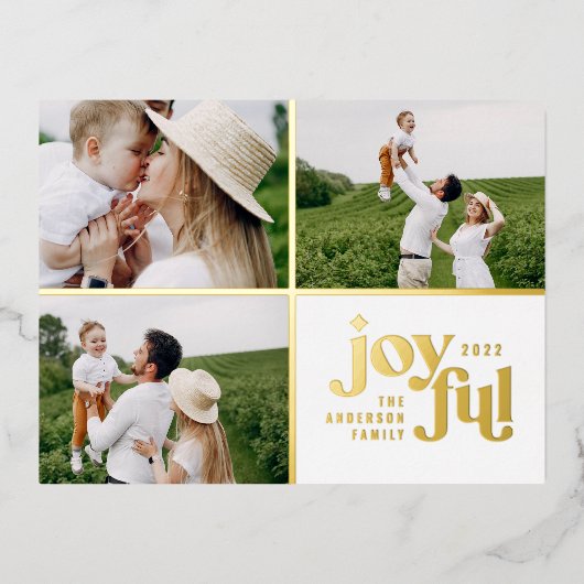 Moderne, fröhliche 3-Foto-Folie - Urlaub Postkarte (Vorderseite)