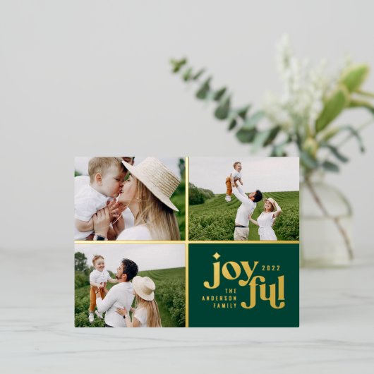 Moderne, fröhliche 3-Foto-Folie - Urlaub Postkarte (Stehend vorne)