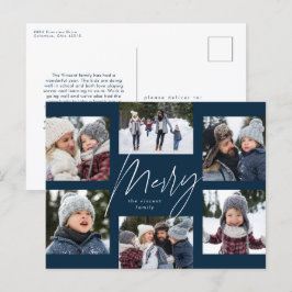 Moderne fröhliche 6 Foto Weihnachtskollektion blau Feiertagspostkarte